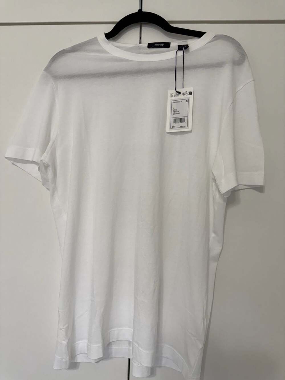 Theory Gaskell N T-Shirt 3 Size L White Cotton Crewneck